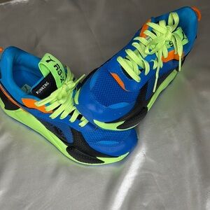 Puma Men's Neon Blue Running Sneakers with Lime Green & Orange Accents